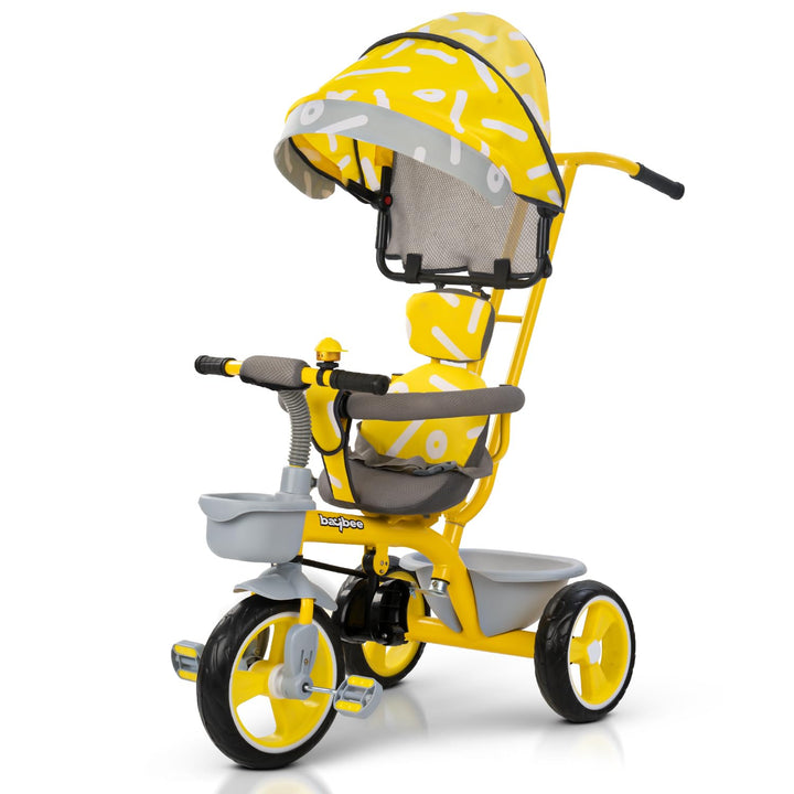 Trico 2 in 1 Baby Tricycles for Kids, Plug N Play Tricycle with Parental Handle, Canopy, & Safety Belt