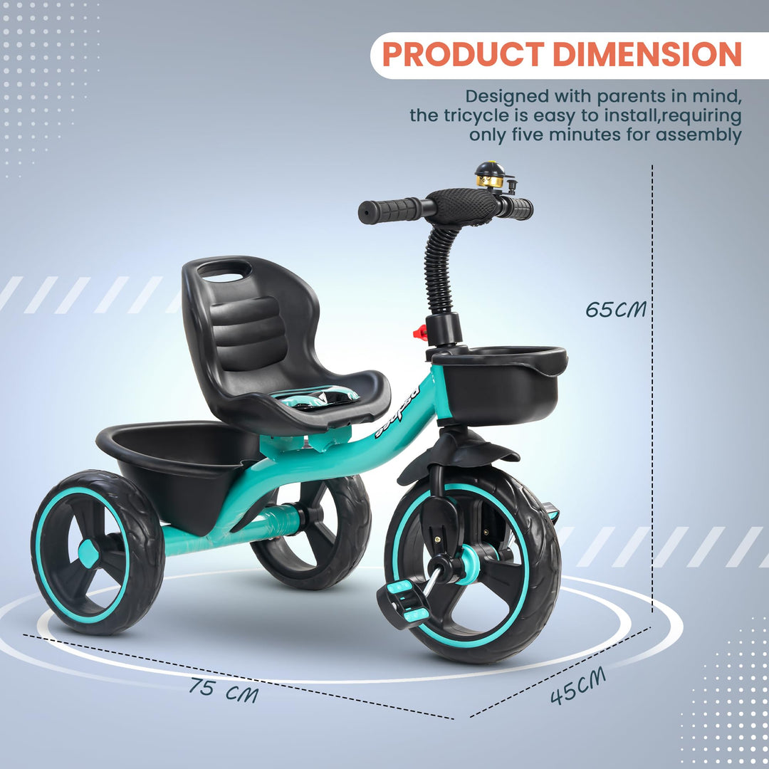 Trixg Baby Tricycle for Kids, Smart Plug & Play Kids Cycle with Eva Wheels,for Kids 2 to 5 Years Boy Girl