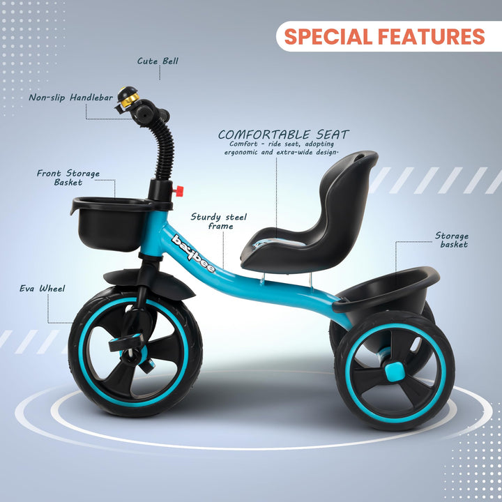 Trixg Baby Tricycle for Kids, Smart Plug & Play Kids Cycle with Eva Wheels,for Kids 2 to 5 Years Boy Girl