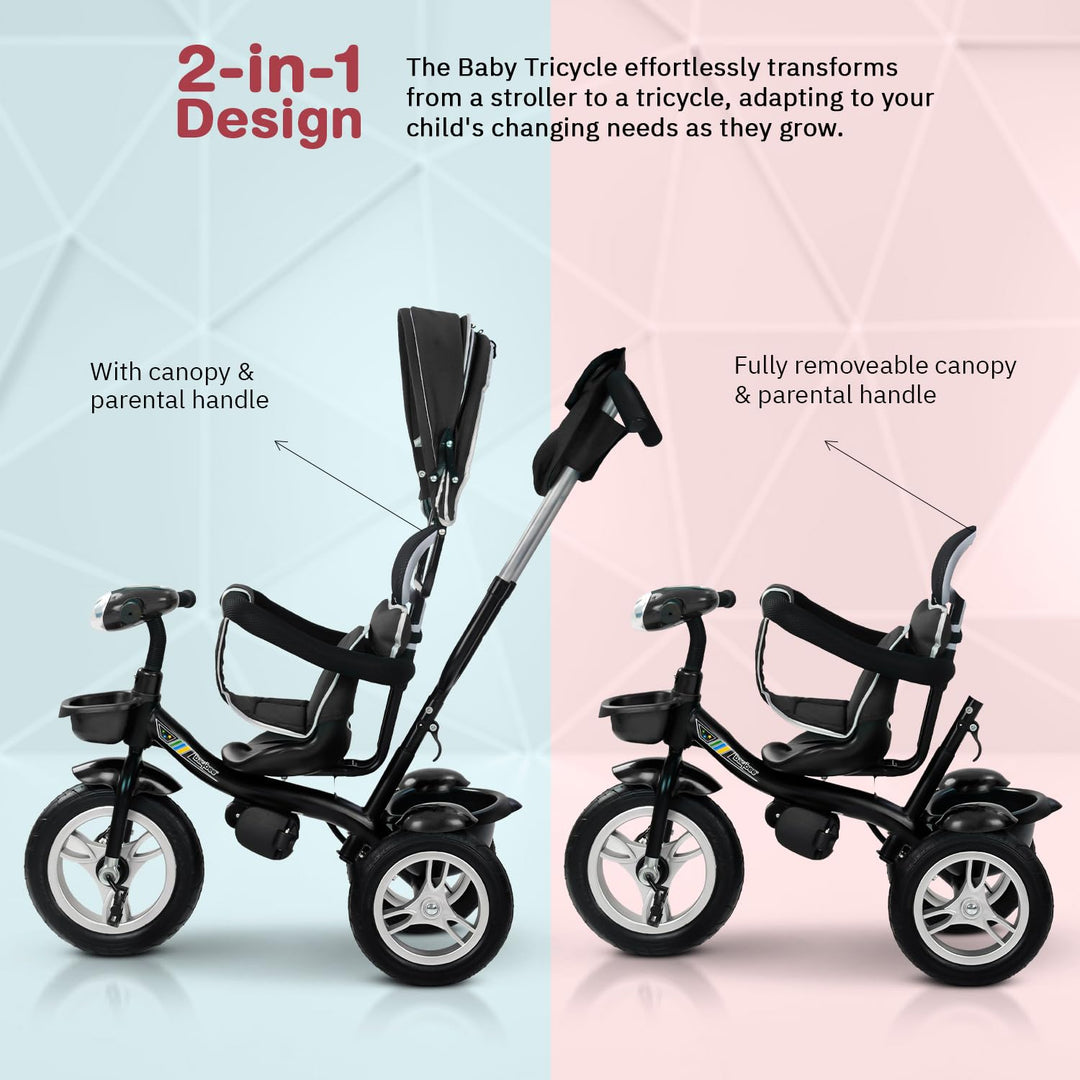 Klinto 2 in 1 Baby Tricycle for Kids, Plug N Play Kids Tricycle with Parental Control