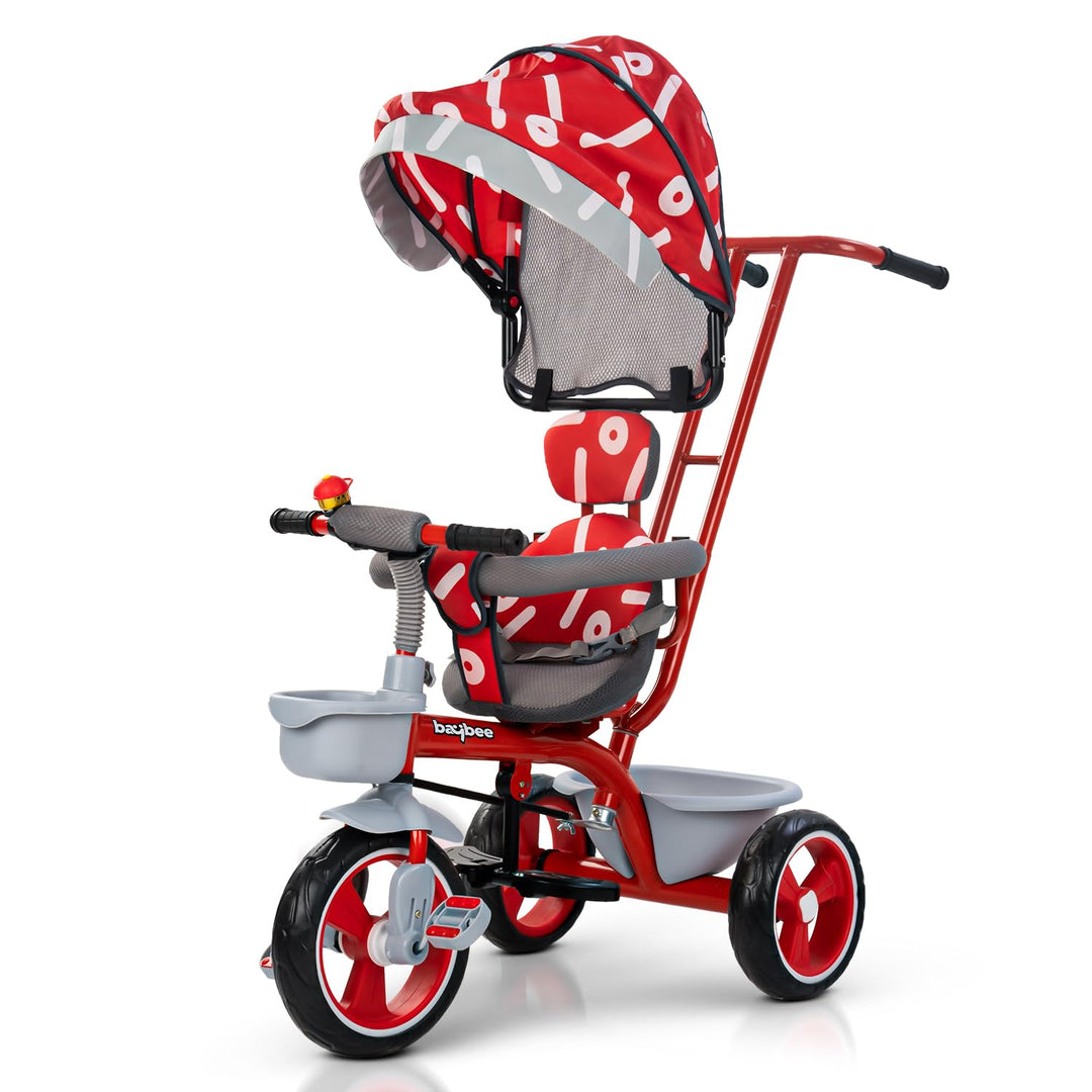 Trico 2 in 1 Baby Tricycles for Kids, Plug N Play Tricycle with Parental Handle, Canopy, & Safety Belt