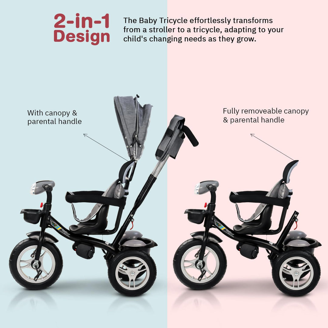 Klinto 2 in 1 Baby Tricycle for Kids, Plug N Play Kids Tricycle with Parental Control