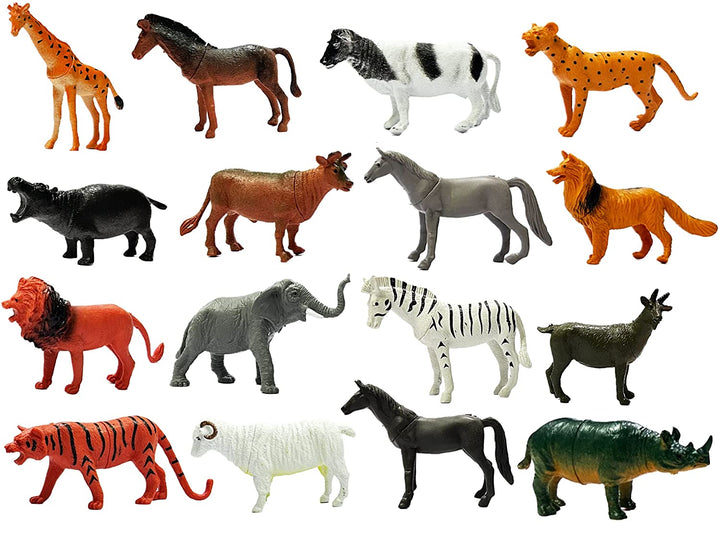 Wild & Farm Animals Toy Action Figure Wildlife Set for Kids