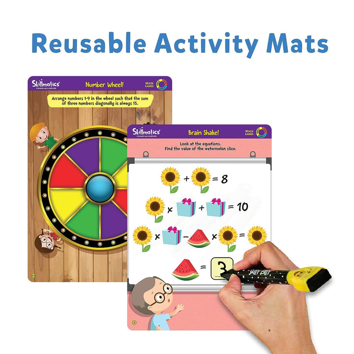 Skillmatics Educational Game - Brain Games, Reusable Activity Mats with Dry Erase Marker