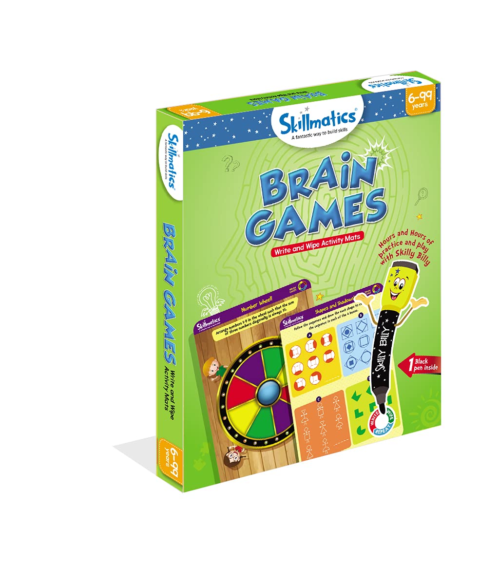 Skillmatics Educational Game - Brain Games, Reusable Activity Mats with Dry Erase Marker