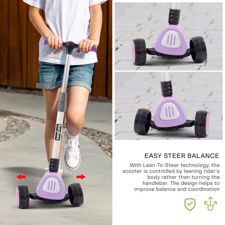 Dusty Kick Scooter for Kids, 3 Wheel Kids Scooter with Foldable & Height Adjustable Handle,  Skate Scooter for Kids 3-12 Years Boys Girls