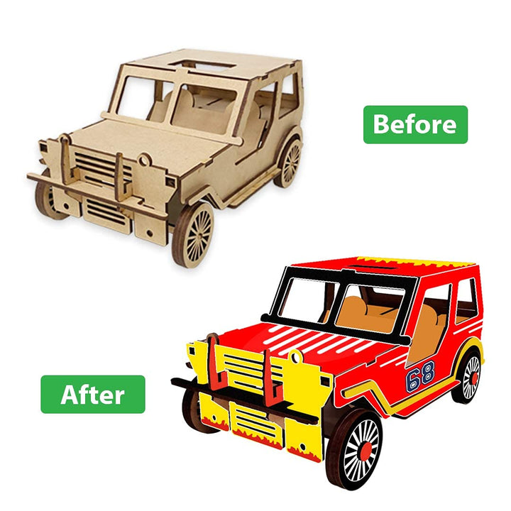 Webby DIY Build & Paint Wooden Movable Car Model Toy for Kids