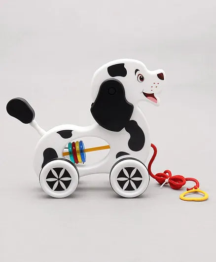 Virgo Toys Dog Shape Pull Along Buddy - Black & White