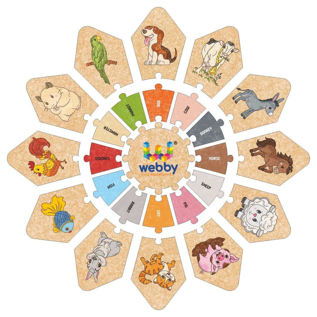 Webby Domestic Animals - Star Jigsaw Puzzle, Montessori Early Educational