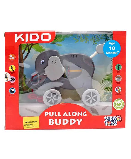 Virgo Toys Pull Along Buddy Elephant - Grey