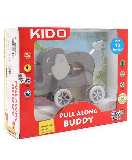 Virgo Toys Pull Along Buddy Elephant - Grey