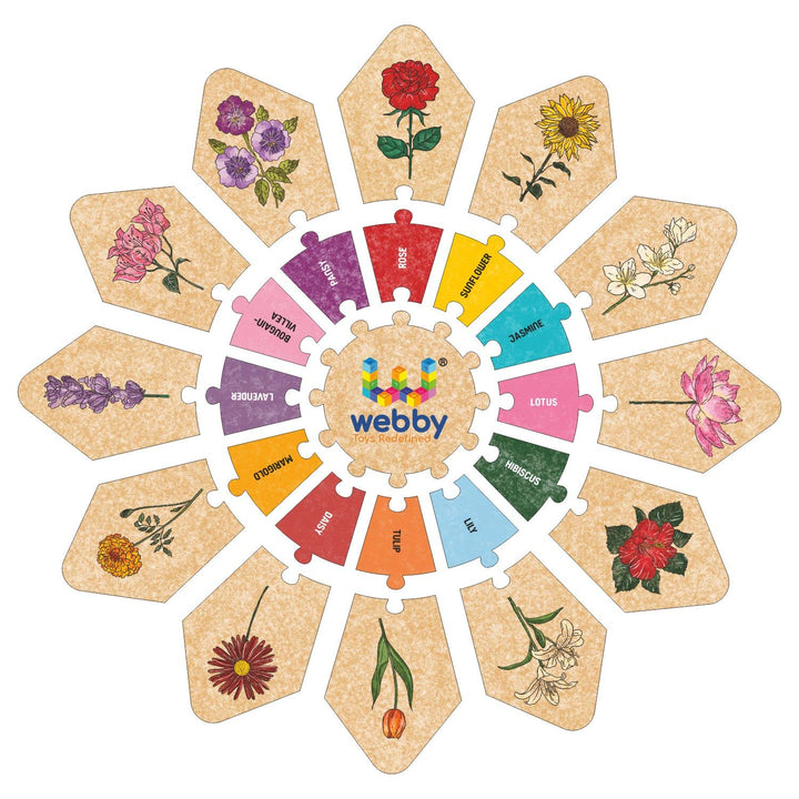 Webby Flowers - Star Jigsaw Puzzle, Montessori Early Educational