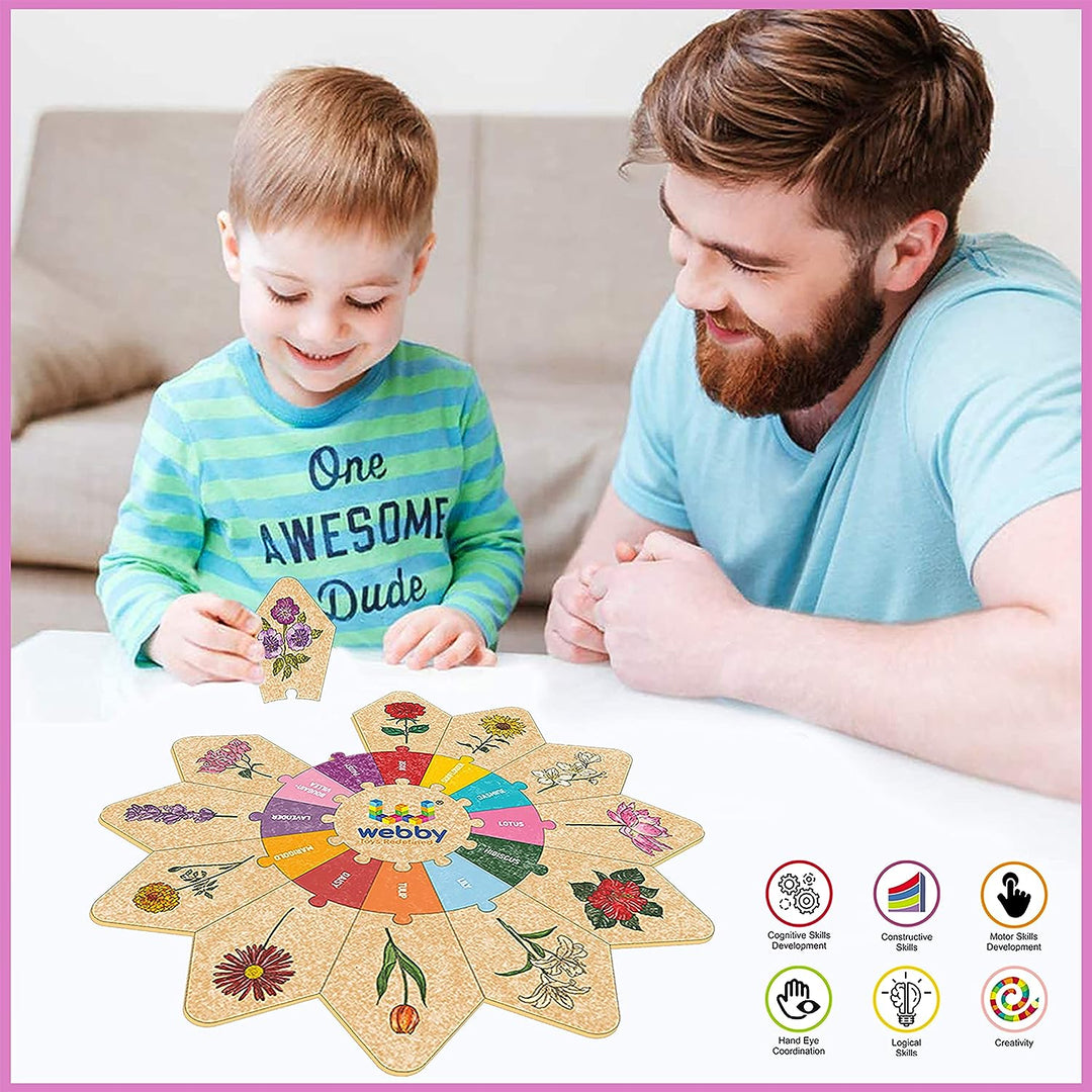 Webby Flowers - Star Jigsaw Puzzle, Montessori Early Educational