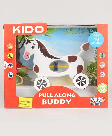 Virgo Toys Pull Along Buddy Horse - White