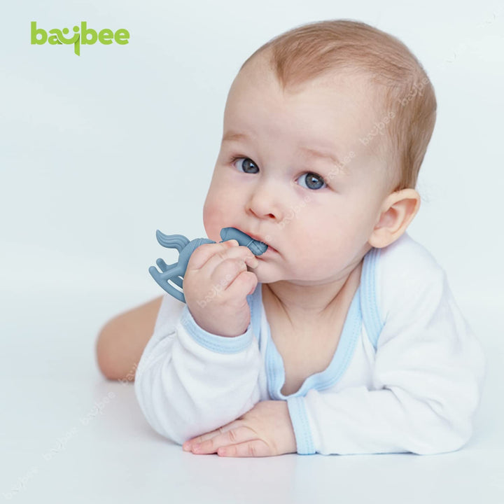 Silicone Teether for Baby, BPA Free 100% Food Grade Teether for Teething Babies Gums | Easy to Hold Grasp Chewing Teething Toy | Silicone Teether for 6 to 12 Months Baby Infant