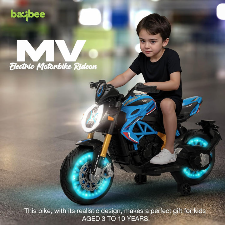 KIDZON MTK Battery Operated Bike for Kids, Ride on Toy Baby Bike with Hand Accelerator, Music & Light | Kids Bike Racing Battery Bike, Electric Bike for Kids to Drive 3 to 10 Years Boy Girl