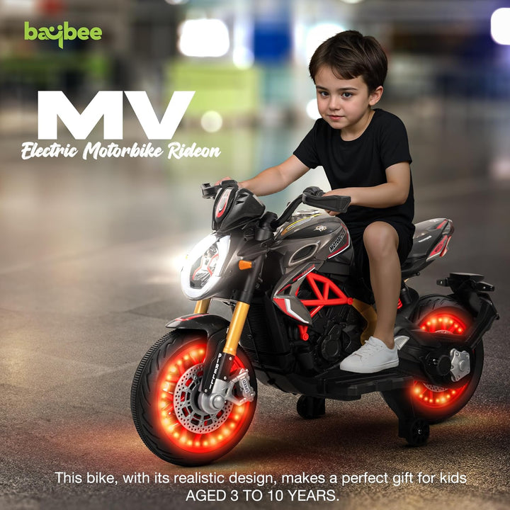 KIDZON MTK Battery Operated Bike for Kids, Ride on Toy Baby Bike with Hand Accelerator, Music & Light | Kids Bike Racing Battery Bike, Electric Bike for Kids to Drive 3 to 10 Years Boy Girl