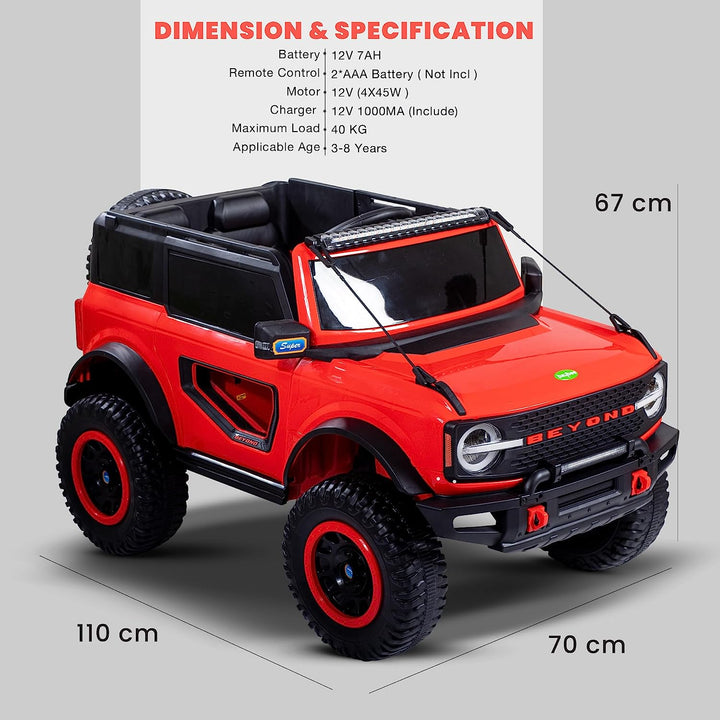 Beyond Kids Battery Operated Jeep for Kids with LED Light & Music | Electric Car Jeep | Rechargeable Car for Kids to Drive 3 to 8 Years