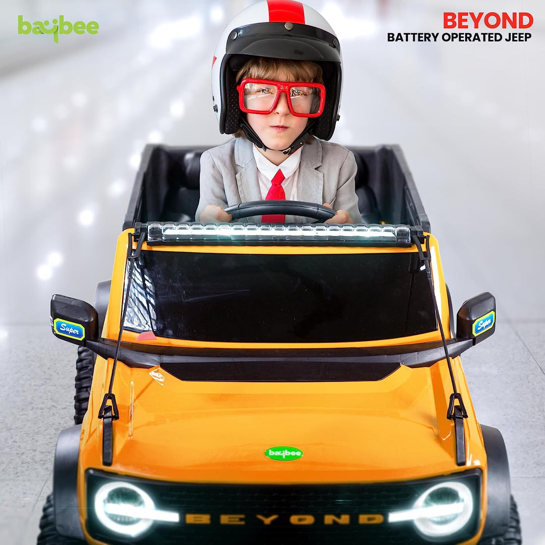 Beyond Kids Battery Operated Jeep for Kids with LED Light & Music | Electric Car Jeep | Rechargeable Car for Kids to Drive 3 to 8 Years