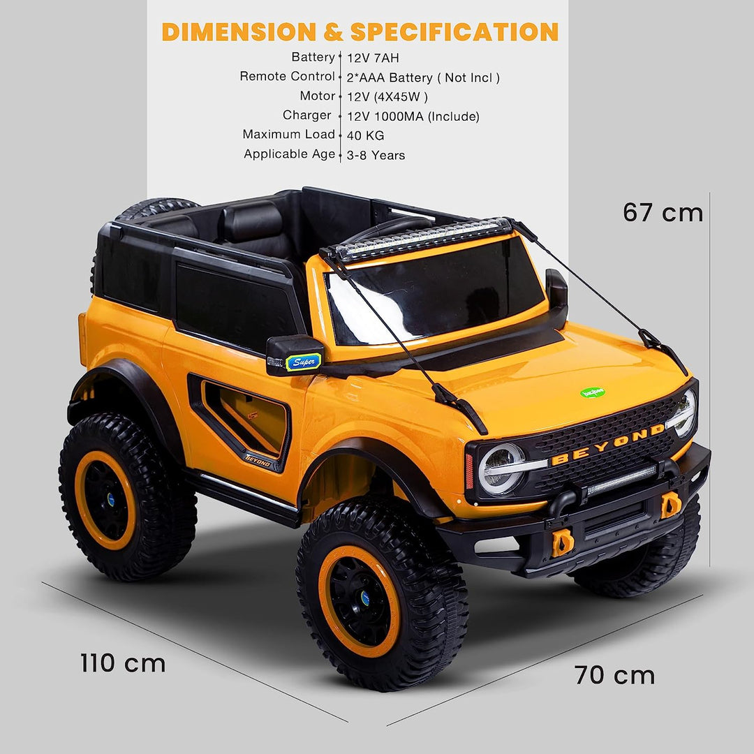 Beyond Kids Battery Operated Jeep for Kids with LED Light & Music | Electric Car Jeep | Rechargeable Car for Kids to Drive 3 to 8 Years