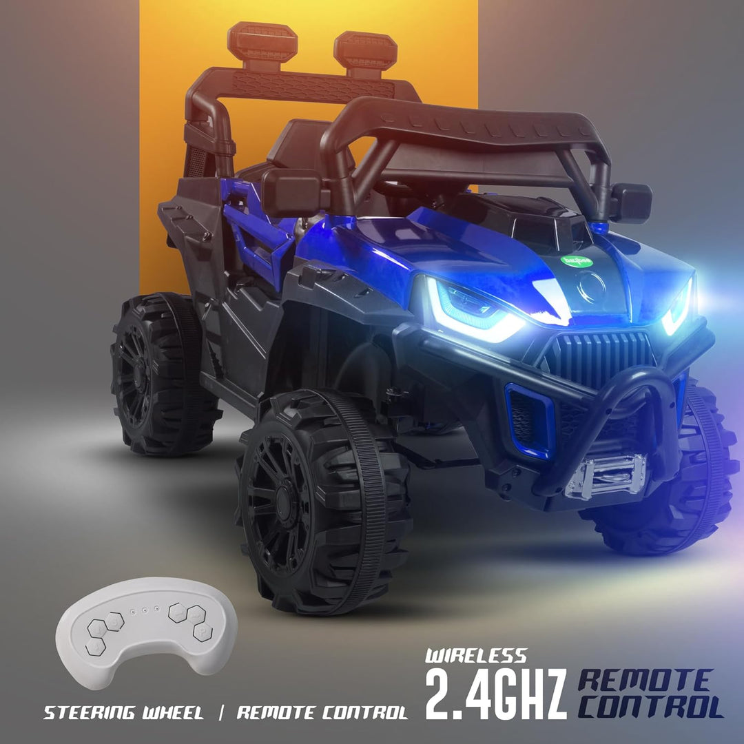 Roger Battery Operated Jeep for Kids with Remote Control, LED Light, Bluetooth & Music, Baby Electric Car Jeep, Rechargeable Car for Kids 3 to 8 Years