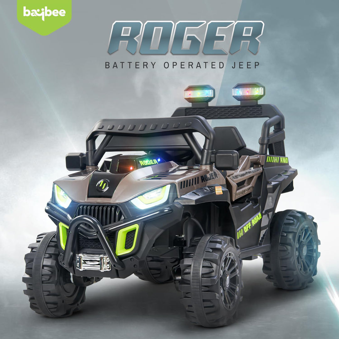 Roger Battery Operated Jeep for Kids with Remote Control, LED Light, Bluetooth & Music, Baby Electric Car Jeep, Rechargeable Car for Kids 3 to 8 Years