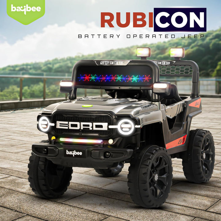 KIDZON Rubicon Battery Operated Jeep for Kids, Ride on Baby Car with Music & Light | Kids Jeep Rechargeable Battery Car | Electric Jeep Car for Kids to Drive 2 to 6 Years Boy Girl