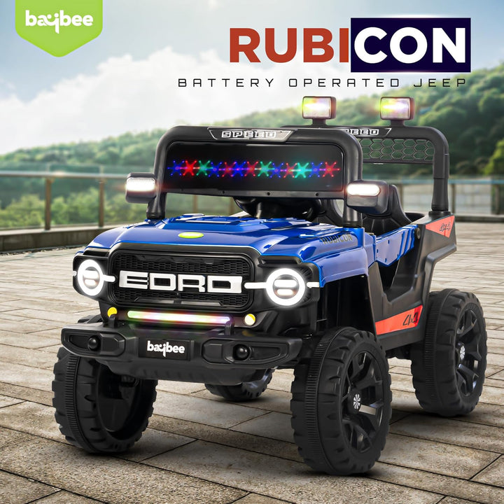 KIDZON Rubicon Battery Operated Jeep for Kids, Ride on Baby Car with Music & Light | Kids Jeep Rechargeable Battery Car | Electric Jeep Car for Kids to Drive 2 to 6 Years Boy Girl