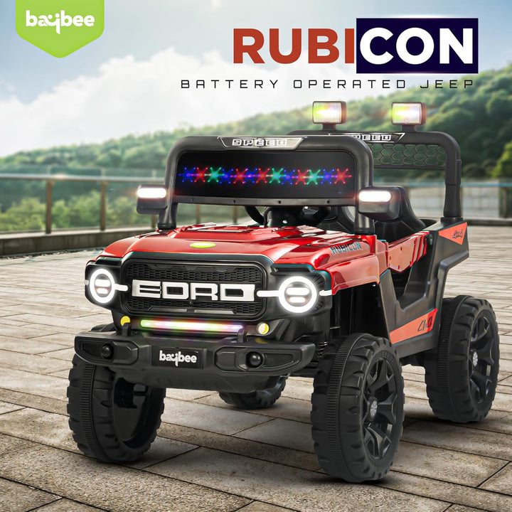 KIDZON Rubicon Battery Operated Jeep for Kids, Ride on Baby Car with Music & Light | Kids Jeep Rechargeable Battery Car | Electric Jeep Car for Kids to Drive 2 to 6 Years Boy Girl