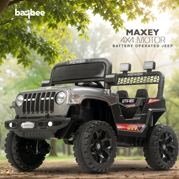 KIDZON Maxey 4x4 Battery Operated Jeep for Kids, Ride on Toy Rechargeable Baby Car with LED & RGB Light & Music, Kids Big Battery Car, Electric Jeep for Kids to Drive 3 to 8 Years Boys Girls