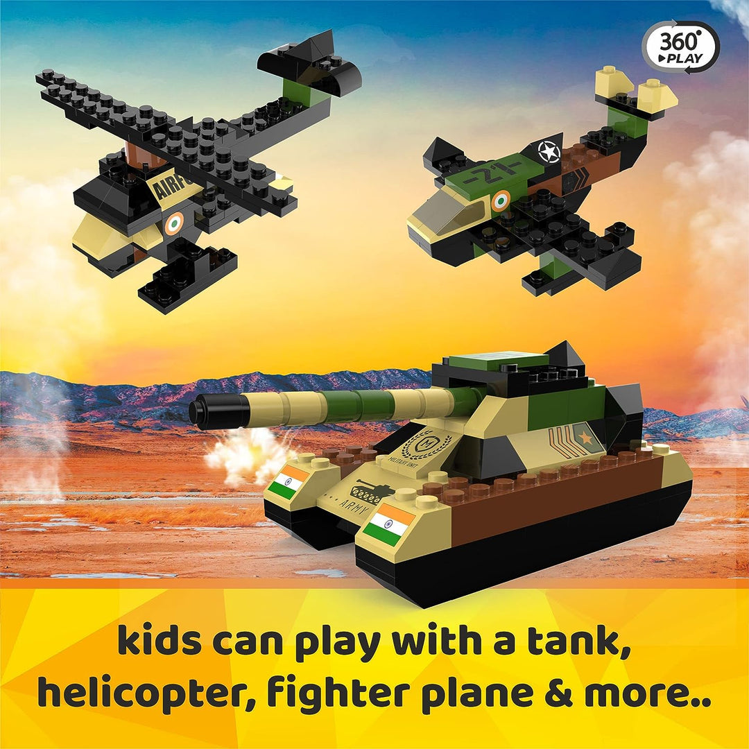 Webby 4 in 1 Military ABS Building Blocks Kit, Adventure Play Set, Fun Creative Toy Set for 5+ Years Kid (122 Pcs) Multicolor