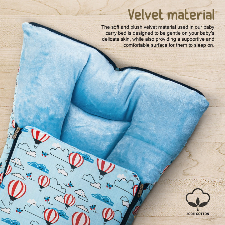 3 in 1 Velvet Cotton Baby Bed Cum Carry Bed, Printed Baby Sleeping Bag-Baby Bed-Infant Portable Bassinet-Nest for Co-Sleeping Baby Bedding for New Born 0-6 Months