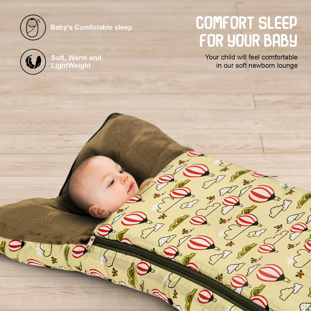 3 in 1 Velvet Cotton Baby Bed Cum Carry Bed, Printed Baby Sleeping Bag-Baby Bed-Infant Portable Bassinet-Nest for Co-Sleeping Baby Bedding for New Born 0-6 Months