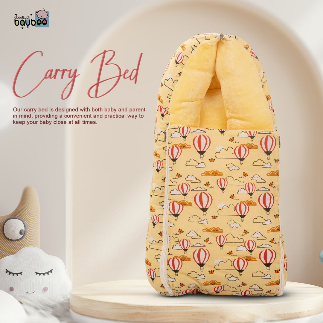 3 in 1 Velvet Cotton Baby Bed Cum Carry Bed, Printed Baby Sleeping Bag-Baby Bed-Infant Portable Bassinet-Nest for Co-Sleeping Baby Bedding for New Born 0-6 Months