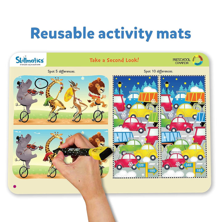 Skillmatics Educational Game - Preschool Champion, Reusable Activity Mats