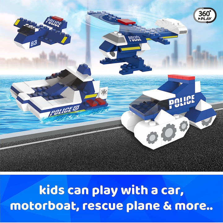 Webby 6 in 1 Police ABS Building Blocks Kit, Adventure Play Set, Fun Creative Toy Set for 5+ Years Kid (169 Pcs) Multicolor