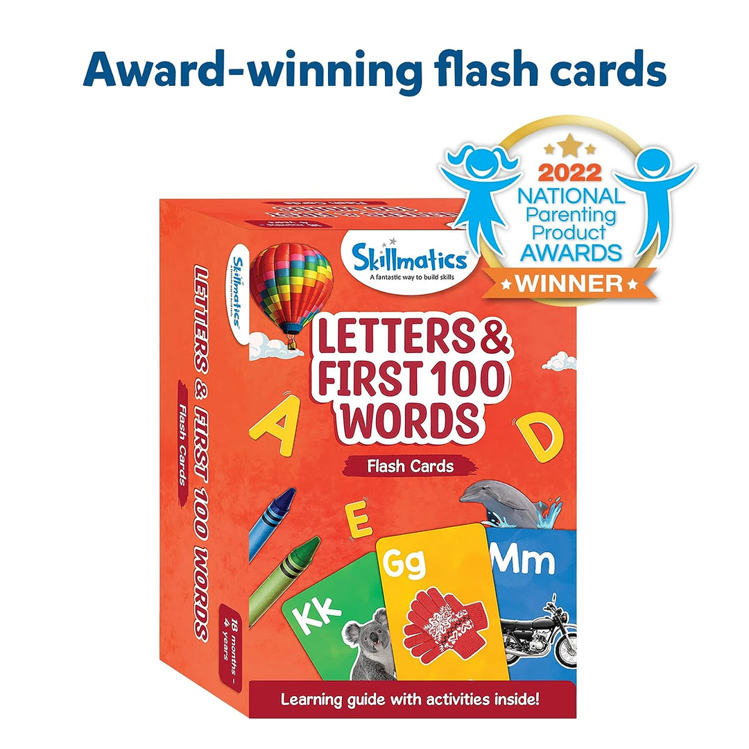 Skillmatics Thick Flash Cards for Toddlers - Letters & First 100 Words