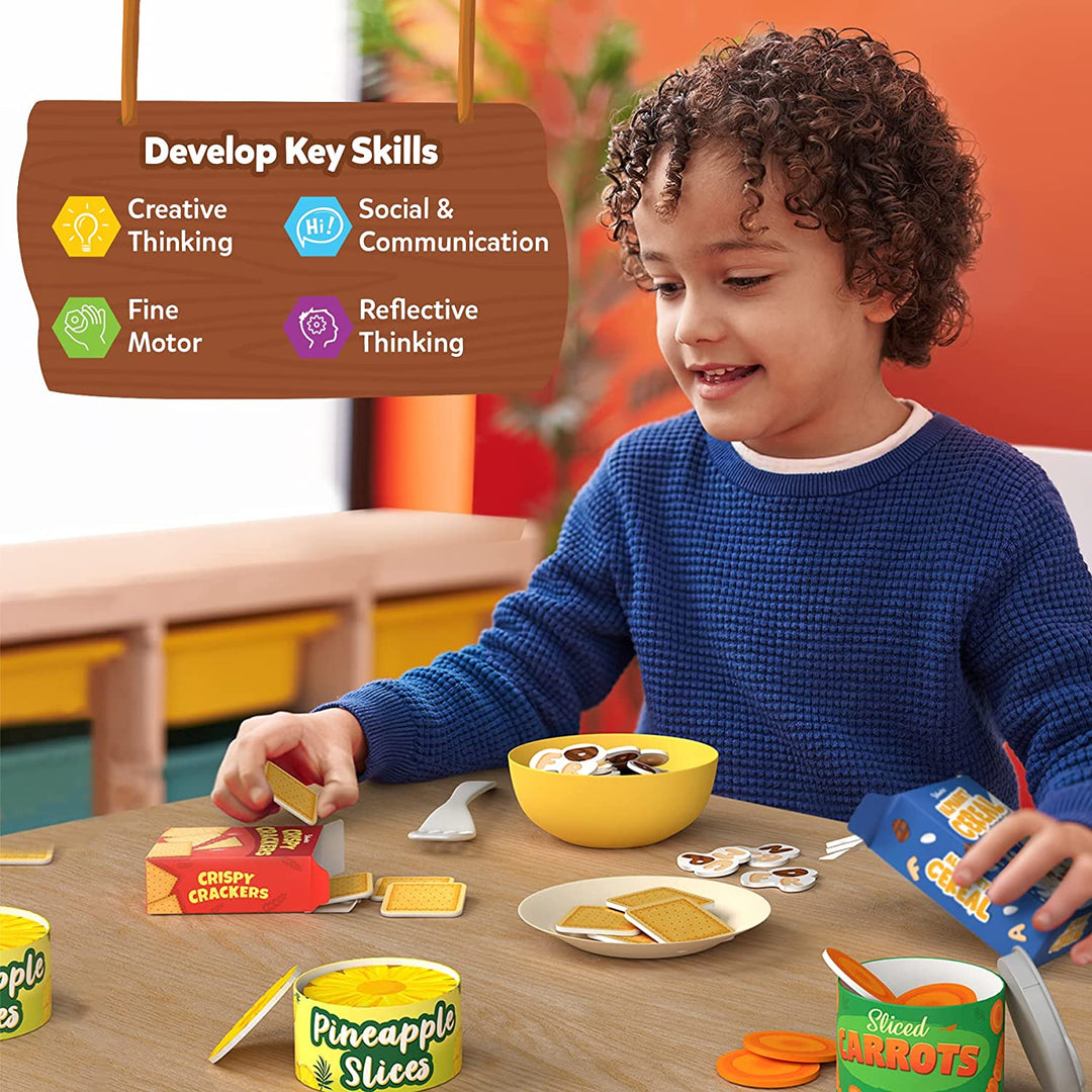 Skillmatics Grocery Set - 10 Containers with Play Food Inside, Realistic Pretend Play Toys