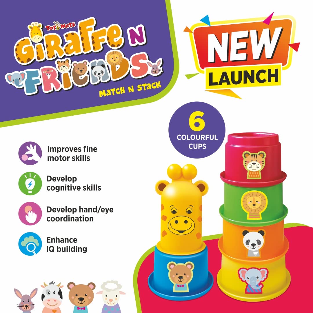 Toymate Stacking Cups with Shapes, Animals & Colors Recognition