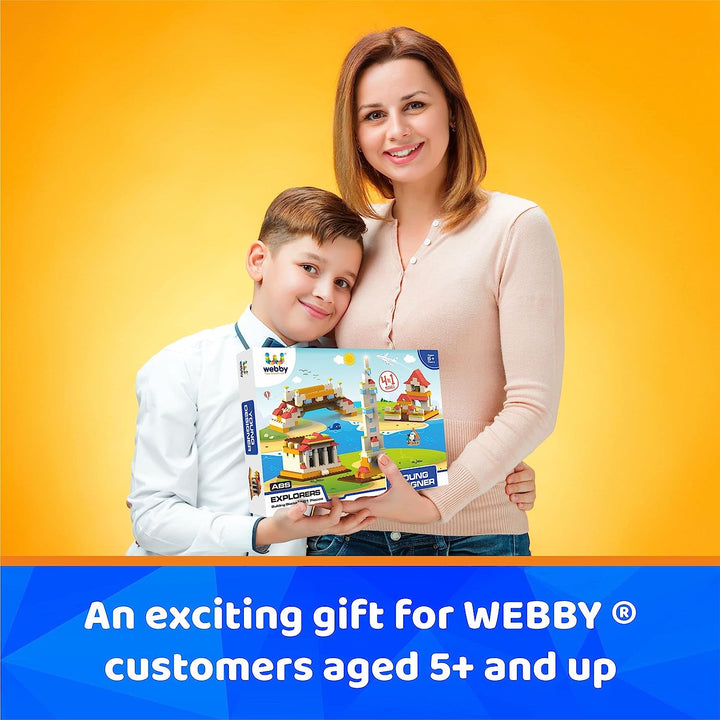 Webby 4 In 1 Young Designer Abs Blocks Kit, Tower,Building, Bridge, Architecture Construction Play Set, Fun Creative Toy Set For 5+ Years Kid (161 Pcs), Multi color