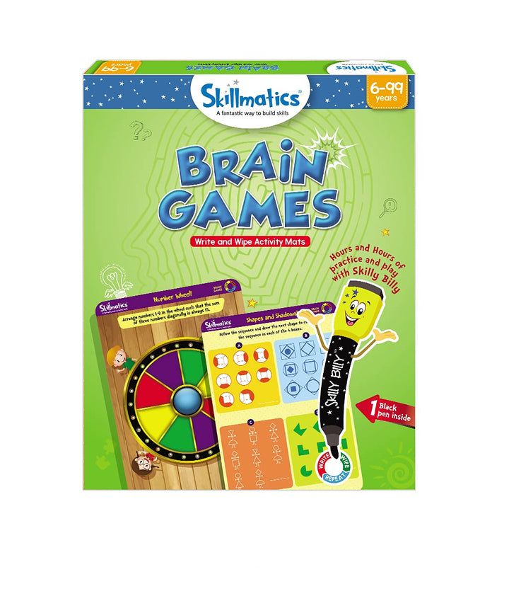 Skillmatics Educational Game - Brain Games, Reusable Activity Mats with Dry Erase Marker