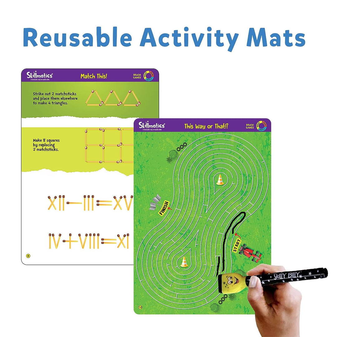 Skillmatics Educational Game - Brain Games, Reusable Activity Mats with Dry Erase Marker