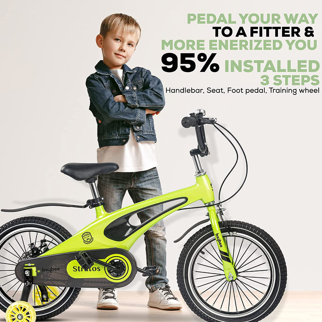 Stratos 16T Kids Cycle Bicycle | Magnesium Alloy Kids Bicycle Cycle with Training Wheels, Disc Brake, Chain Guard | Kids Baby Cycle Bike Bicycle | Baby Bicycle Cycle for Kids 3 to 7 Years