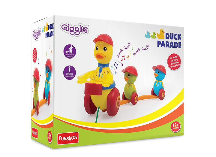 Duck Parade , 2 in Pull Along Toy , Drum,Linking,Encourages Walking , 12 Months & Above , Infant and Preschool Toys