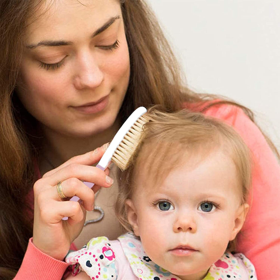 Premium 2 Piece Baby Hair Brush and Comb Set for Newborns and Toddlers Ultra Soft Bristles for Baby