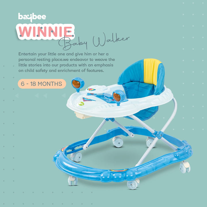 Winnie Baby Walker for Kids with 3 Height Adjustable & Parental Push Handle Walker for Baby with Music & Light, Activity Walker