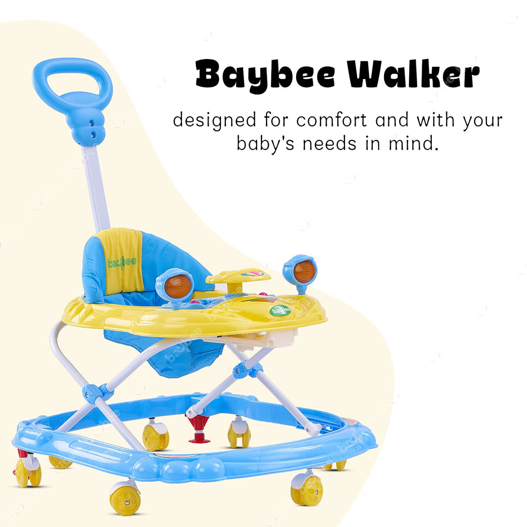 Winnie Baby Walker for Kids with 3 Height Adjustable & Parental Push Handle Walker for Baby with Music & Light, Activity Walker