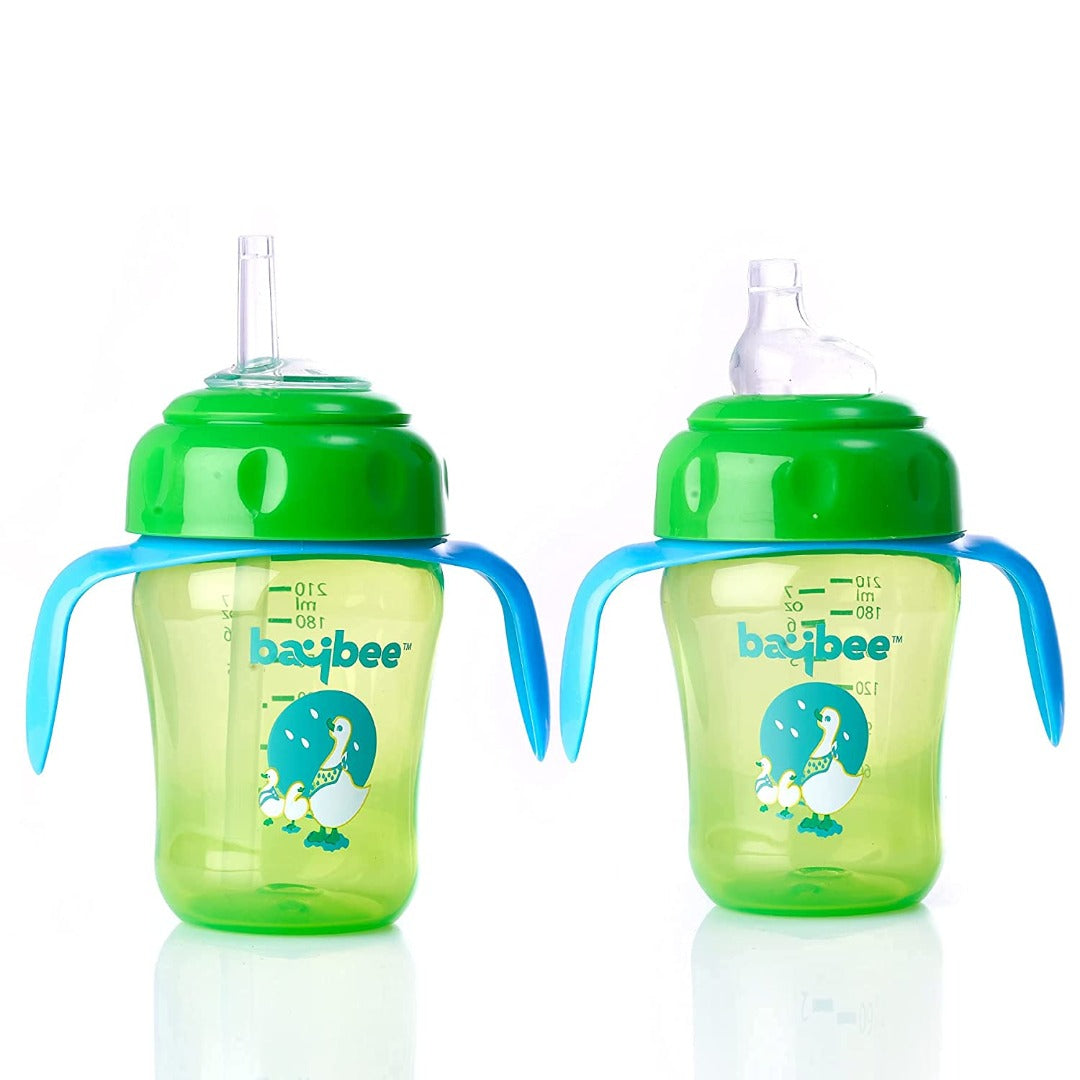 Insulated Flippo Baby Sipper Bottle 210 ml, Anti Spill Soft Silicone Sippy Cup with Straw Cup for Babies 6 Months - 2 Years