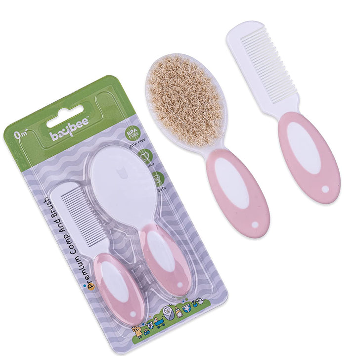 Premium 2 Piece Baby Hair Brush and Comb Set for Newborns and Toddlers Ultra Soft Bristles for Baby