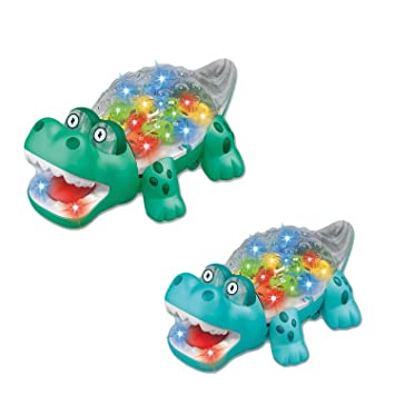 Gear Crocodile Toy for Kids with Music 3D Lights and Sound, Bump N go Action.